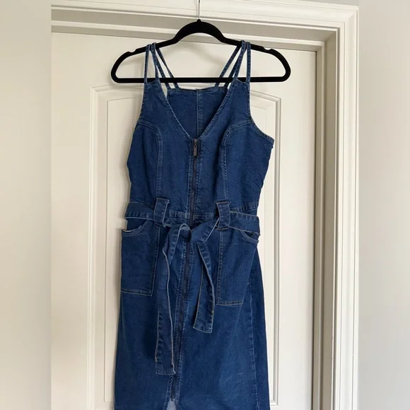 hollister denim dress Front Denim Zipper Mini Dress